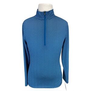 Kerrits 'Ice Fil Lite' Long Sleeve Sun Shirt in Navy/Green Horse Bits size Small